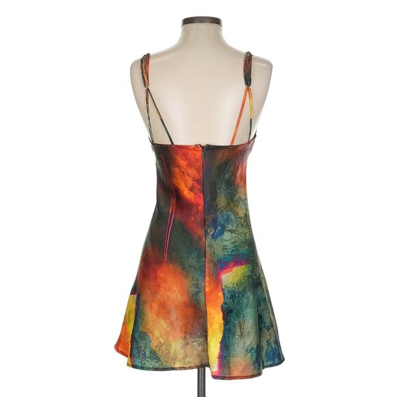Urban Outfitters Sexy Vibrant Multicolor Abstract Tie Dye Cutout Mini Slip Dress - Picture 9 of 14